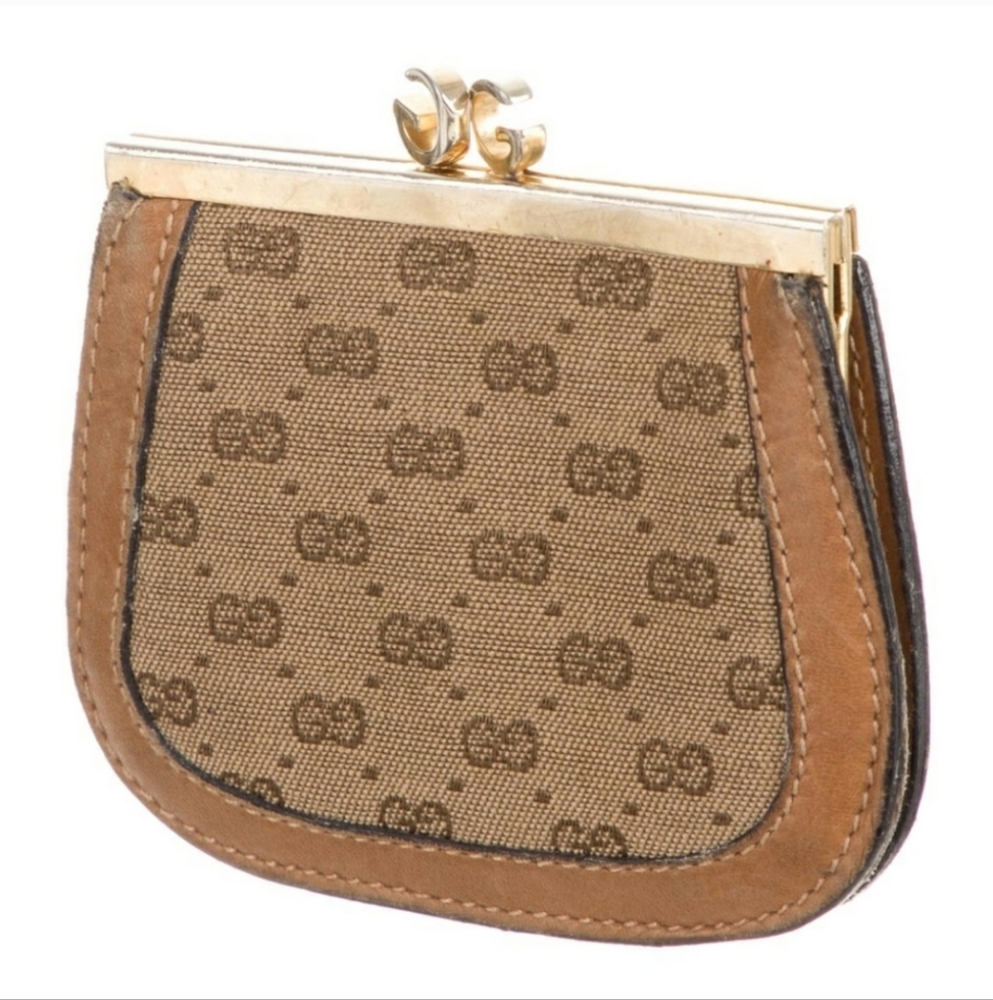 Authentic Vintage GUCCI Micro Monogram Kiss lock Wallet Coin Purse